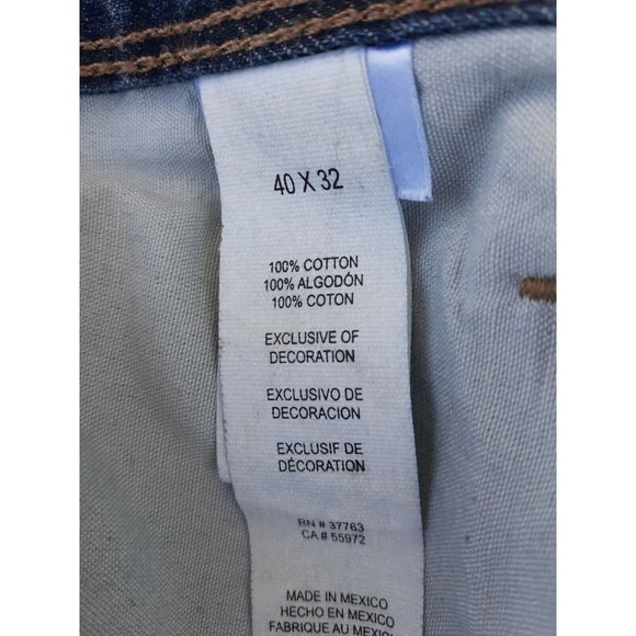 Perry Ellis Men's Size 40x32 Blue Denim Jeans Dark Wash Straight Leg - Picture 10 of 11